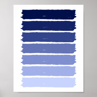 Dark to Light Blue Gradient Paint Stripes Poster
