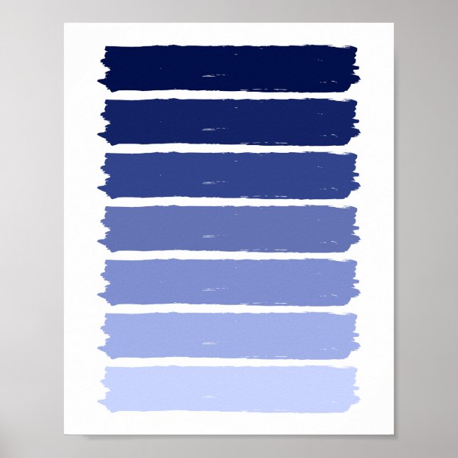 Dark to Light Blue Gradient Paint Stripes Poster (Front)