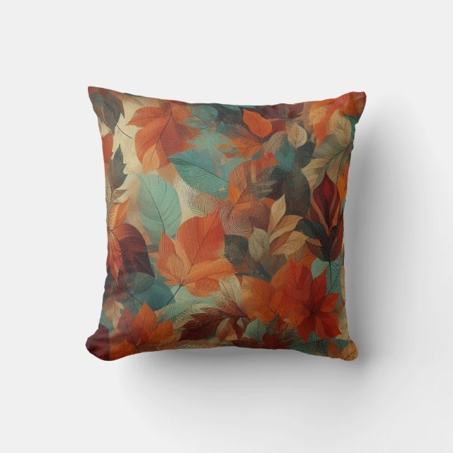 Dark Tone Autumn Leaves  Cushion (Front)