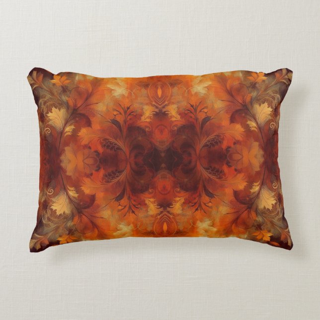 Dark Tone Autumn Leaves Decorative Cushion (Front)
