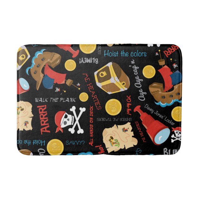 Dark Treasure Island Party Pirate Bath Mat (Front)