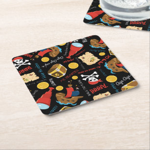 Dark Treasure Island Party Pirate Square Paper Coaster