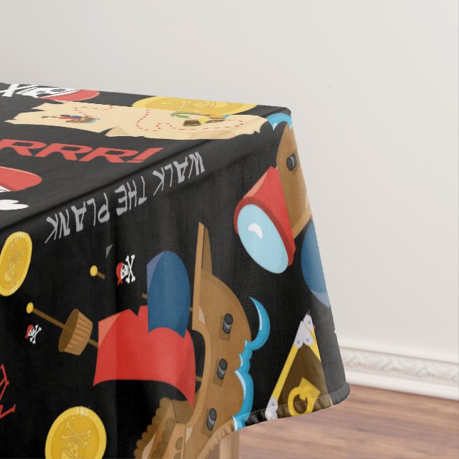 Dark Treasure Island Party Pirate Tablecloth (In Situ)