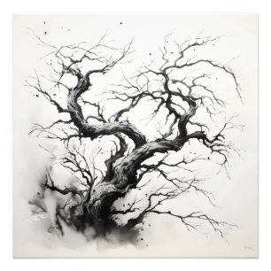 Dark Tree Ink Painting Photo Print