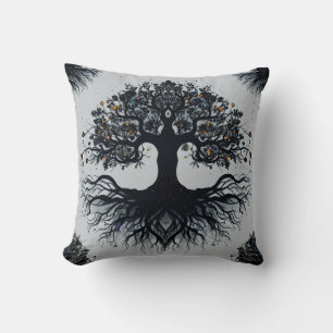 Dark Tree of Life Throw Pillow