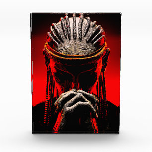 Dark Tribal Fantasy Praying Warrior Photo Block
