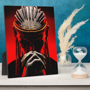 Dark Tribal Fantasy Praying Warrior Plaque