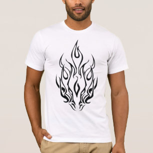 Dark Tribal Flame Mask – Abstract Fire Art Design T-Shirt