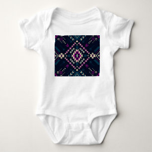 Dark tribal Navajo, vintage geometric. Baby Bodysuit
