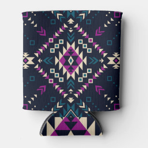 Dark tribal Navajo, vintage geometric. Can Cooler