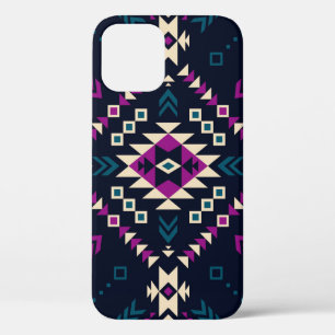 Dark tribal Navajo, vintage geometric. iPhone 12 Case