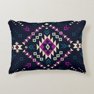 Dark tribal Navajo, vintage geometric. Decorative Cushion