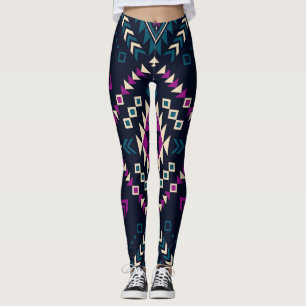 Dark tribal Navajo, vintage geometric. Leggings