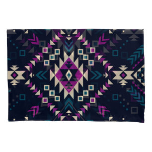 Dark tribal Navajo, vintage geometric. Pillowcase