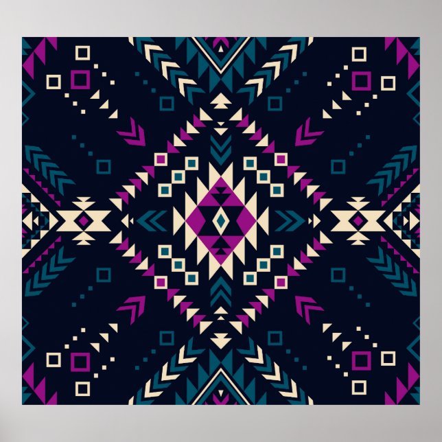 Dark tribal Navajo, vintage geometric. Poster (Front)