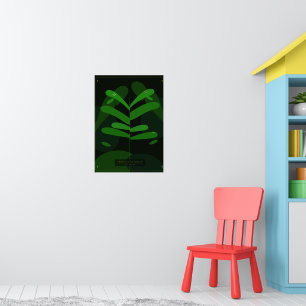 Dark Tropical Botanical Poster   Bold Green Leaves