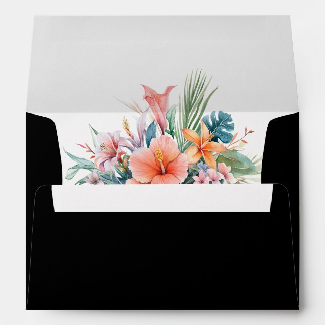 Dark Tropical Floral Wedding Invitation Envelopes (Back (Bottom))