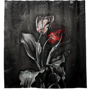 Dark Tulips Shower Curtain