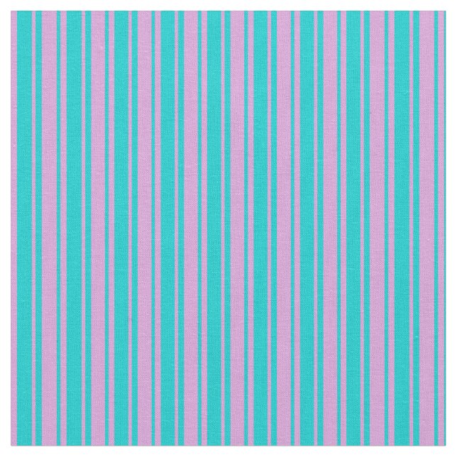Dark Turquoise and Plum Pattern of Stripes Fabric (Close Up)