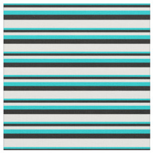 Dark Turquoise, Black, and White Lines Fabric