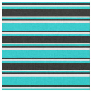 Dark Turquoise, Black, and White Pattern Fabric