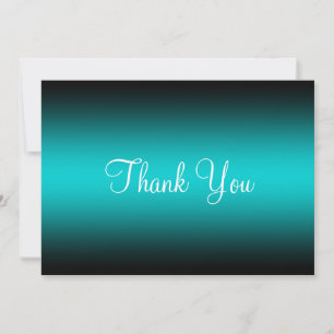 Dark Turquoise Black Edge Gradient Thank You Card