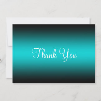 Dark Turquoise Black Edge Gradient Thank You Card
