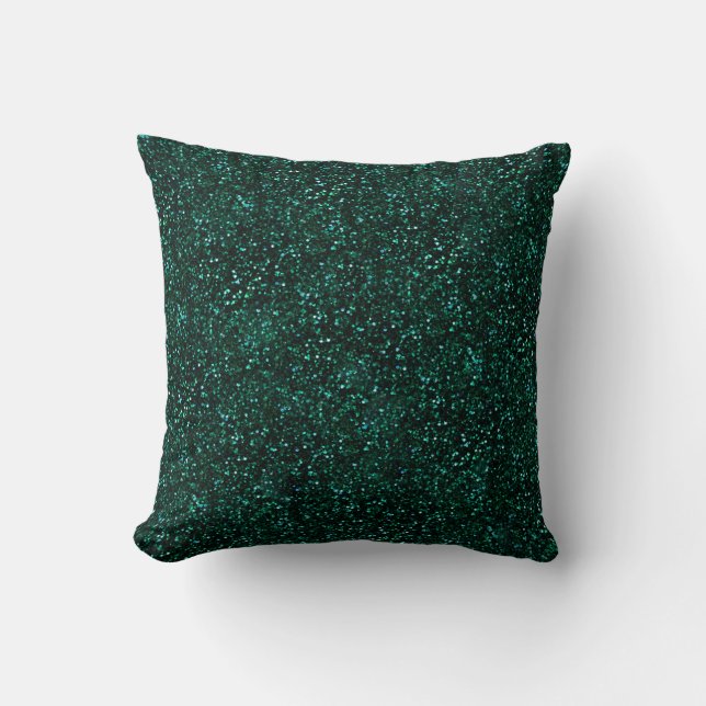 Dark Turquoise Blue Green Glitter Cushion (Front)