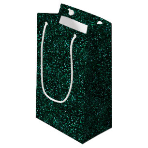 Dark Turquoise Blue Green Glitter Small Gift Bag