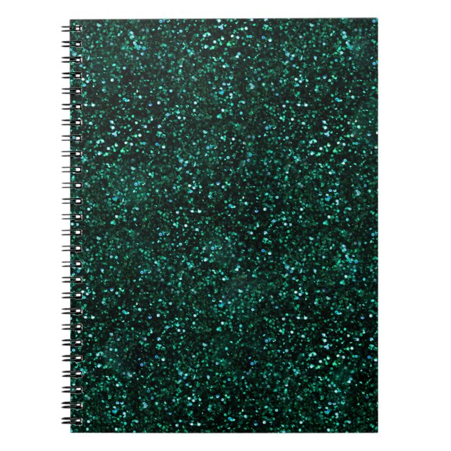 Dark Turquoise Blueish Spring Green Glitter Notebook (Front)