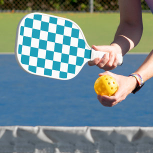 Dark turquoise checkered pickleball paddle