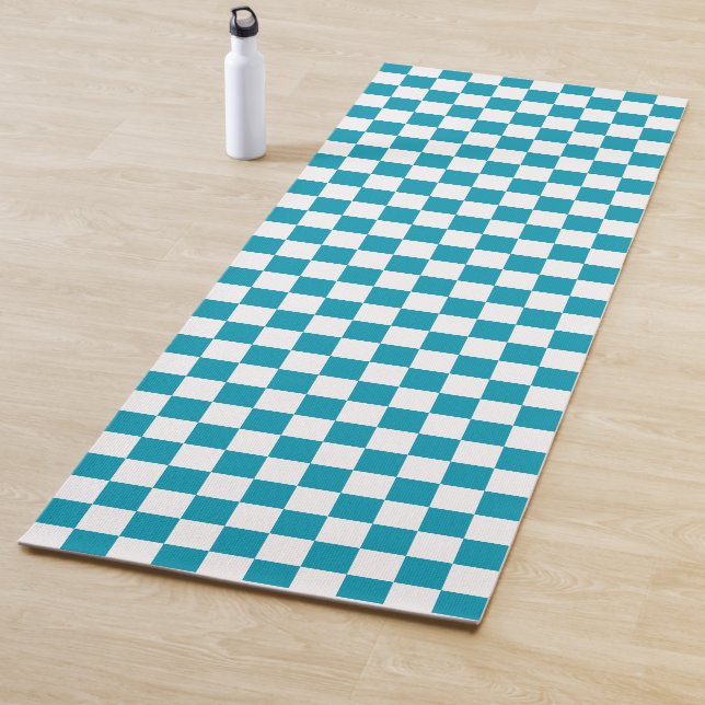 Dark turquoise checkered  yoga mat (In Situ)
