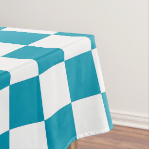 Dark turquoise chequered  tablecloth