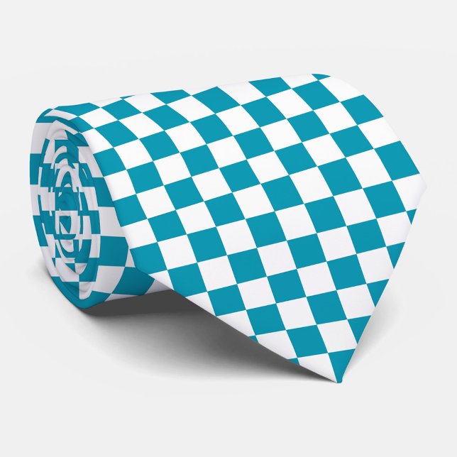 Dark turquoise chequered  tie (Creator Uploaded)