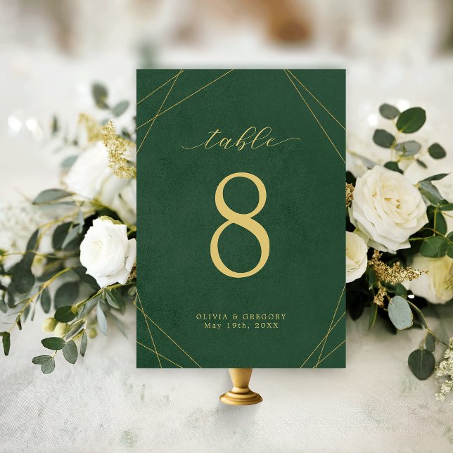 Dark Turquoise Gold Line Seating Table Card (Creator Uploaded)