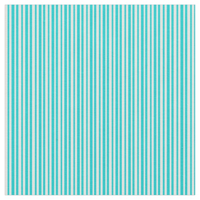Dark Turquoise & Light Cyan Coloured Lines Fabric (Close Up)
