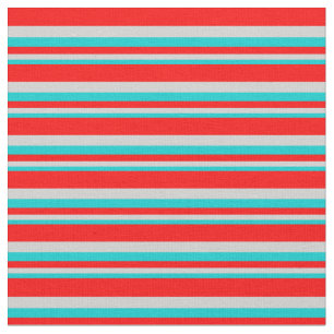 Dark Turquoise, Light Grey, and Red Pattern Fabric