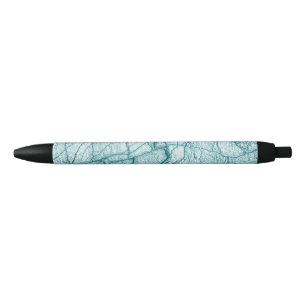 Dark Turquoise Marble Look Glass Coaster Black Ink Pen