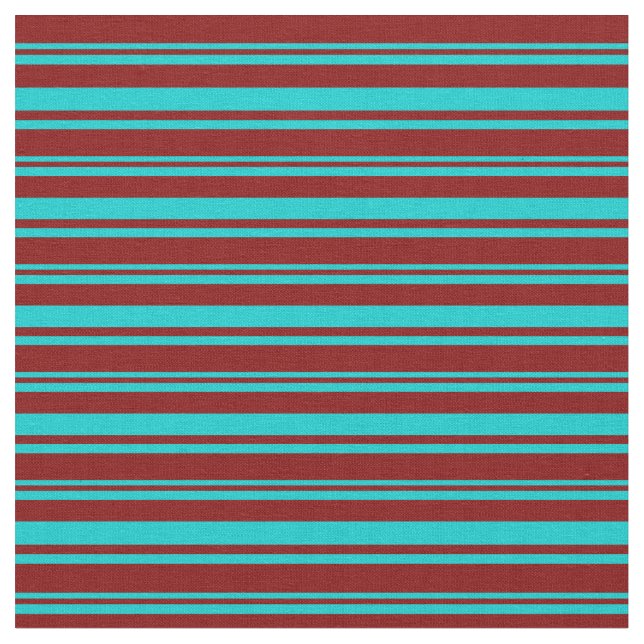 Dark Turquoise & Maroon Coloured Lines Fabric (Close Up)