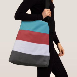 Dark Turquoise Red Grey Striped Pattern Crossbody Bag