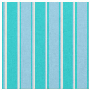 Dark Turquoise, Sky Blue, and White Coloured Lines Fabric