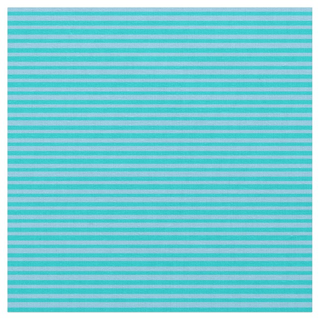 Dark Turquoise & Sky Blue Coloured Stripes Fabric (Close Up)