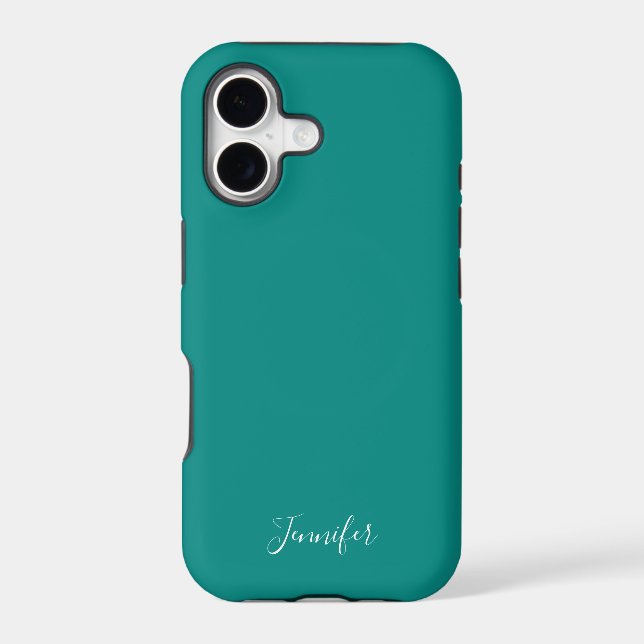 Dark Turquoise Solid Colour Custom Monogram (Back)