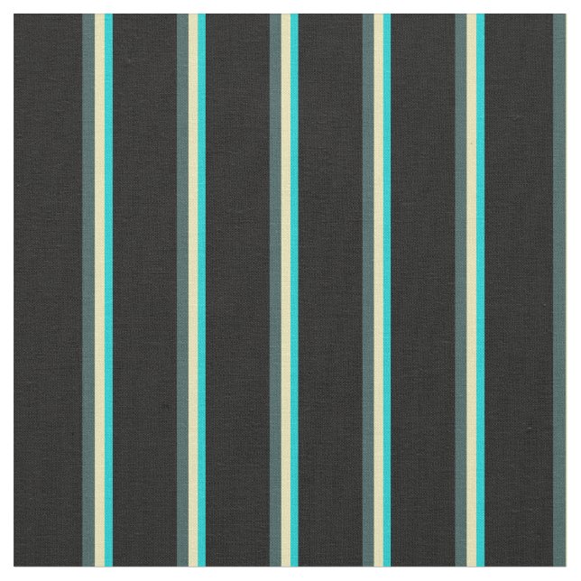 Dark Turquoise, Tan, Dark Slate Grey, and Black Fabric (Close Up)