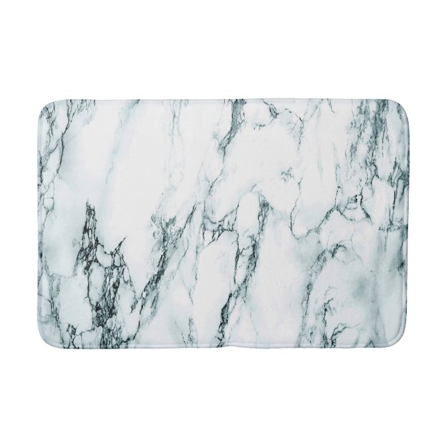 Dark Turquoise Vein Marble Look Bath Mat (Front)