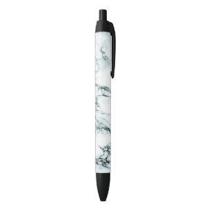 Dark Turquoise Vein Marble Look Black Ink Pen