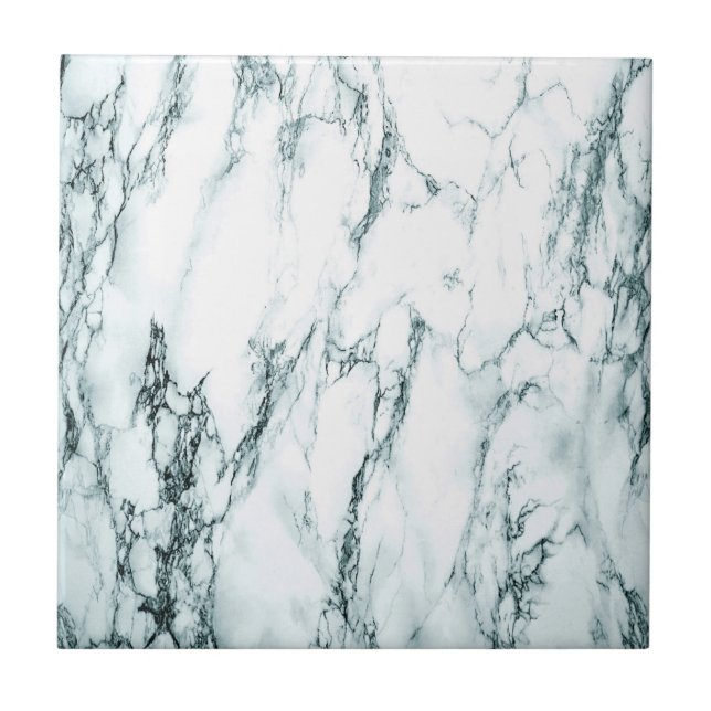 Dark Turquoise Vein Marble Look Ceramic Tile (Front)