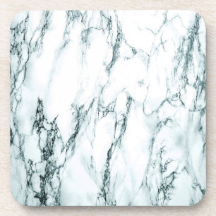 Dark Turquoise Vein Marble Look Coaster
