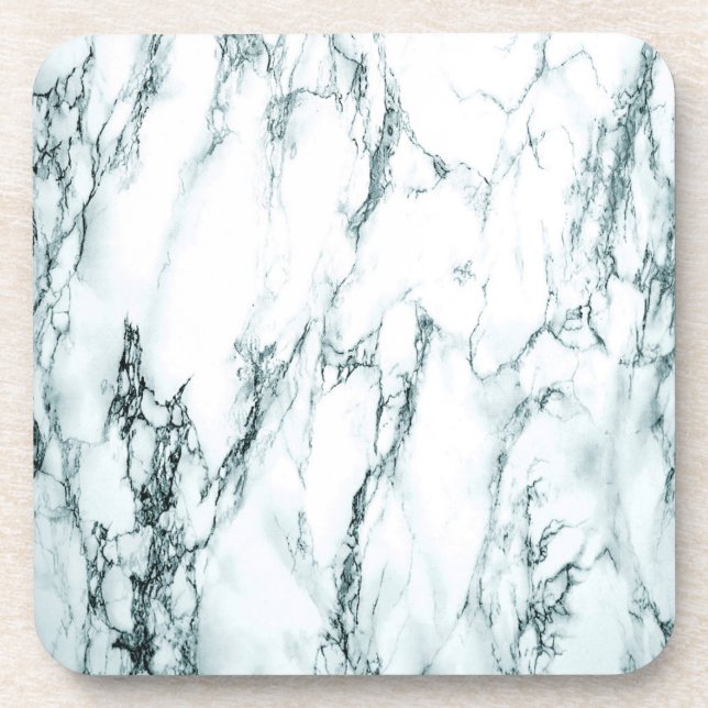 Dark Turquoise Vein Marble Look Coaster (Front)