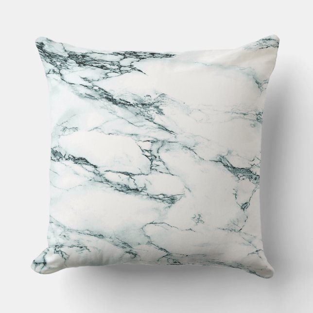 Dark Turquoise Vein Marble Look Cushion (Front)